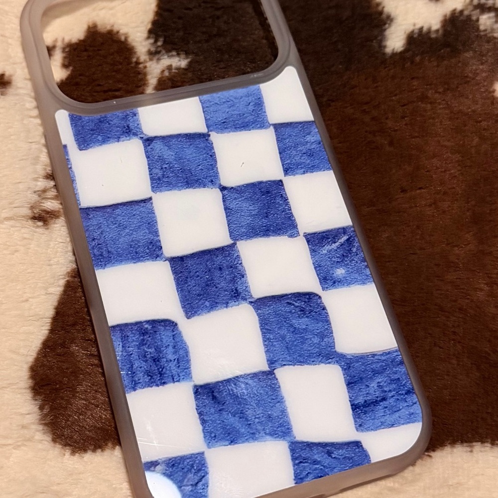 Blue and White Checkered Phone Case